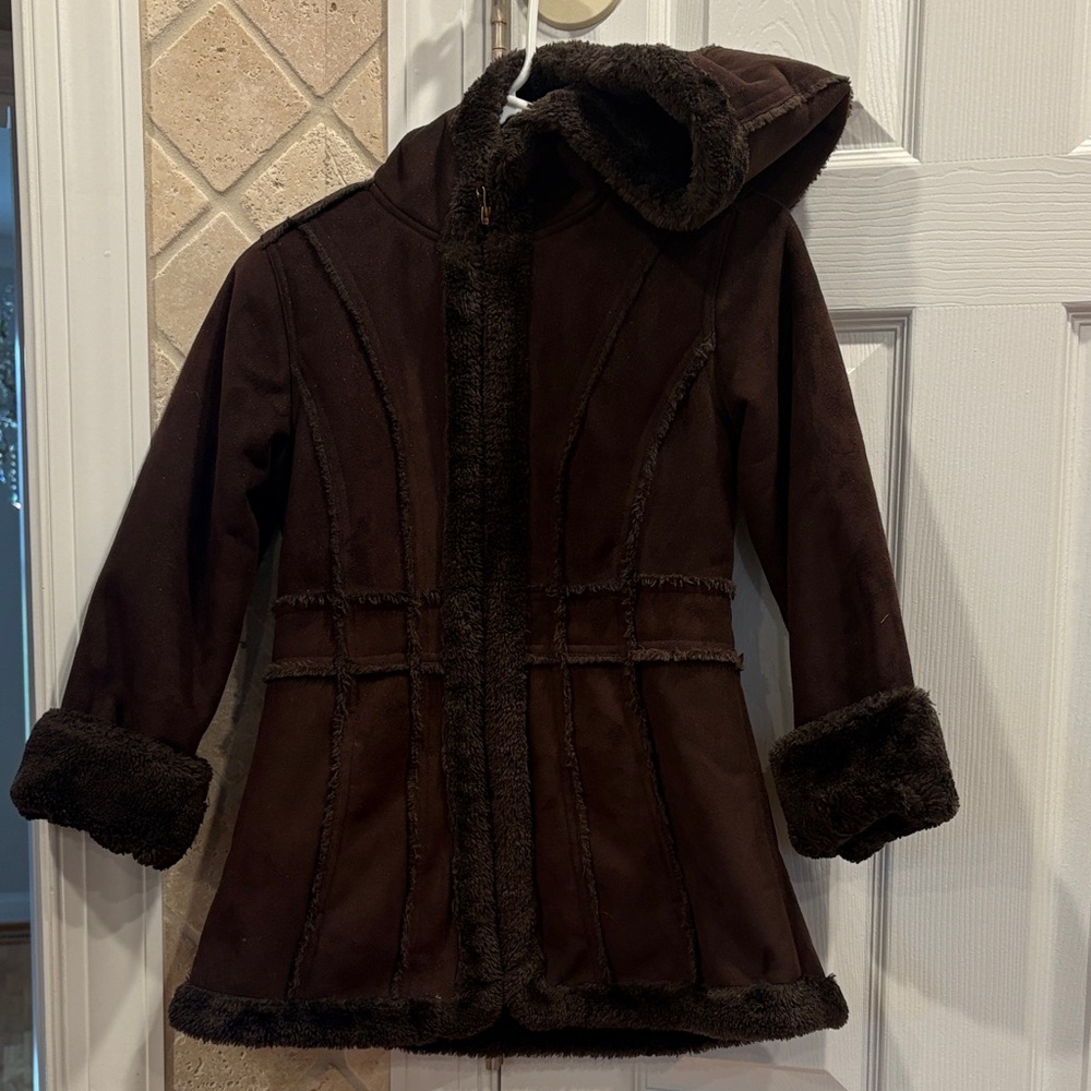 Cozy Brown Kids Hooded Puffer Coat